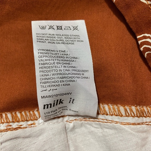 THE RAGGED PRIEST x Milk It Reach It Wiggle Print Mini Skirt Rust Beige US 6 - Picture 13 of 13